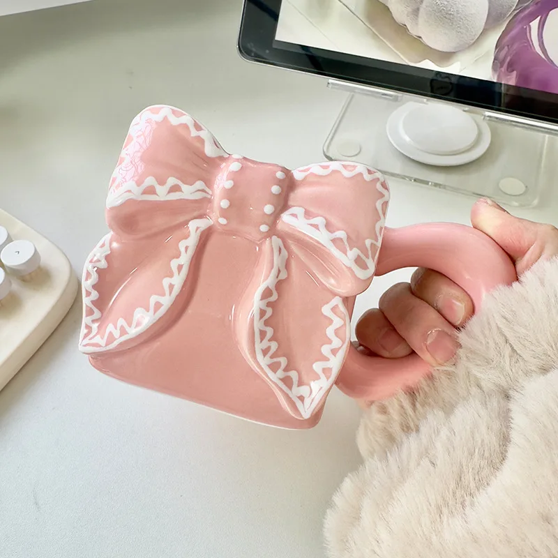 كوب قهوة من السيراميك المنزلي على طراز Instagram عالي الجمالي مرسومة يدويًا على شكل فراشة - الصورة 2