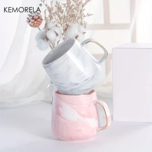 KEMORELA 1 قطعة 400 مللي كوب قهوة سيراميك إبداعي ذهبي الحواف مادة السيراميك كوب إفطار دقيق الشوفان مناسب كهدية للعطلات