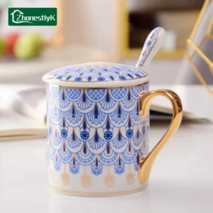 كوب قهوة سيراميك بتصميم بريطاني إبداعي، أكواب فاخرة للأزواج بحواف ذهبية، أكواب شاي بعد الظهر، أدوات شرب منزلية